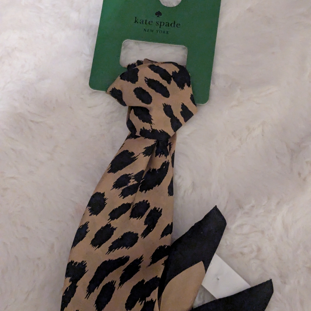 Kate Spade Modern Leopard Print Silk Square Scarf - Picture 6 of 6